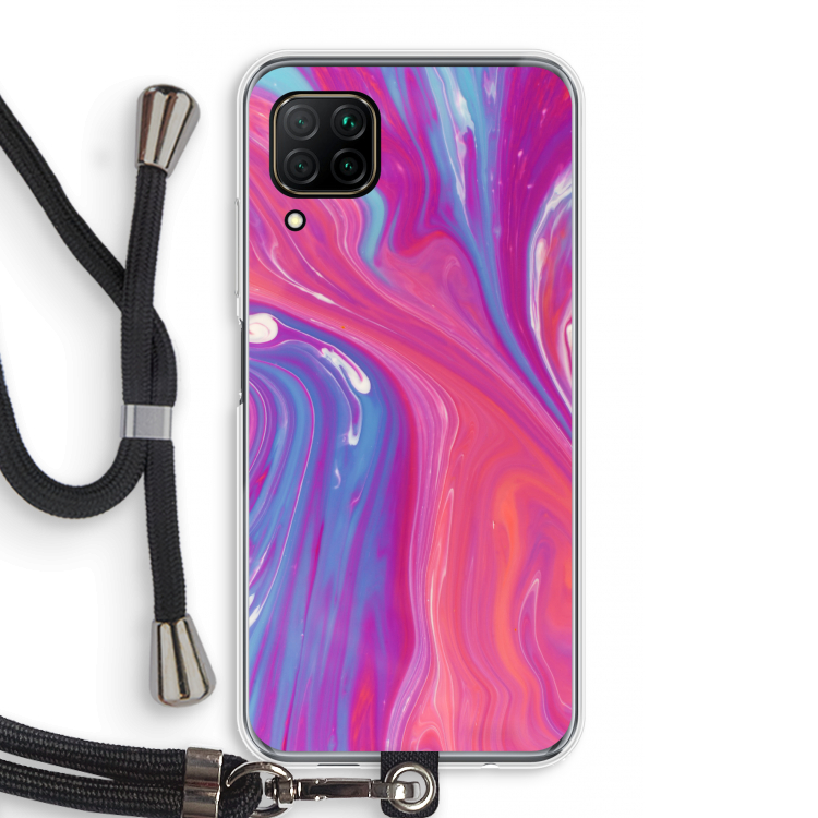 Paarse stroom: Huawei P40 Lite Transparant Hoesje met koord