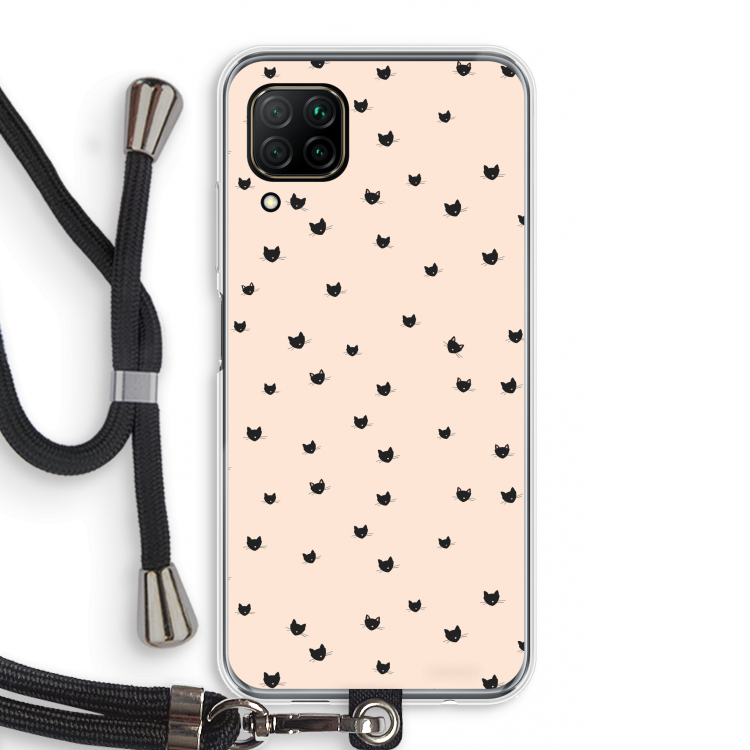 Kleine kattenkopjes: Huawei P40 Lite Transparant Hoesje met koord