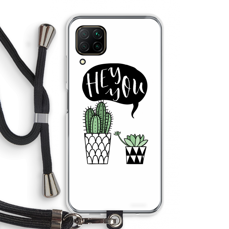 Hey you cactus: Huawei P40 Lite Transparant Hoesje met koord