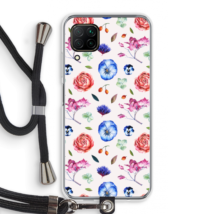 Bloemetjes: Huawei P40 Lite Transparant Hoesje met koord