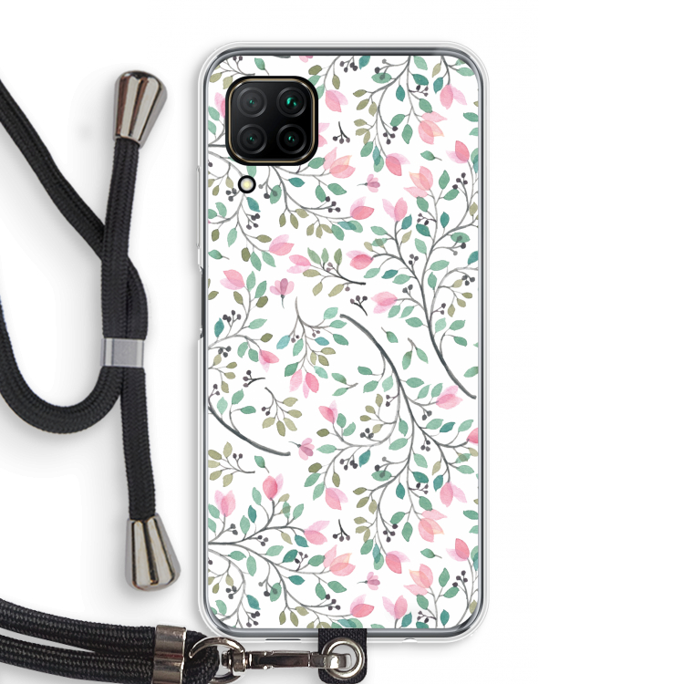 Sierlijke bloemen: Huawei P40 Lite Transparant Hoesje met koord