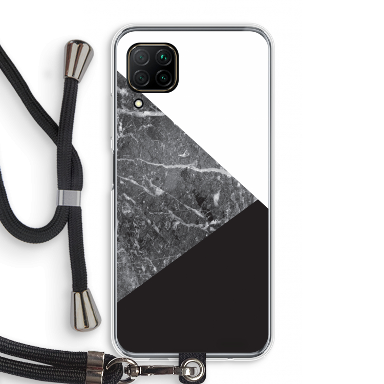 Combinatie marmer: Huawei P40 Lite Transparant Hoesje met koord