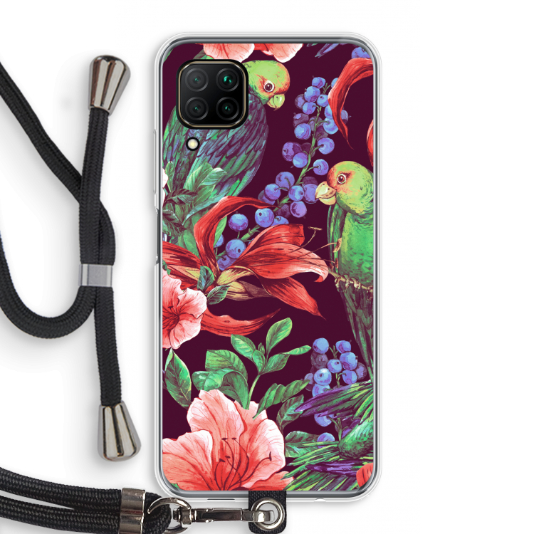 Papegaaien: Huawei P40 Lite Transparant Hoesje met koord