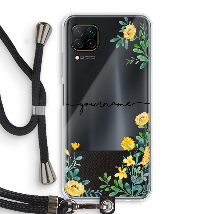 Gele bloemen: Huawei P40 Lite Transparant Hoesje met koord