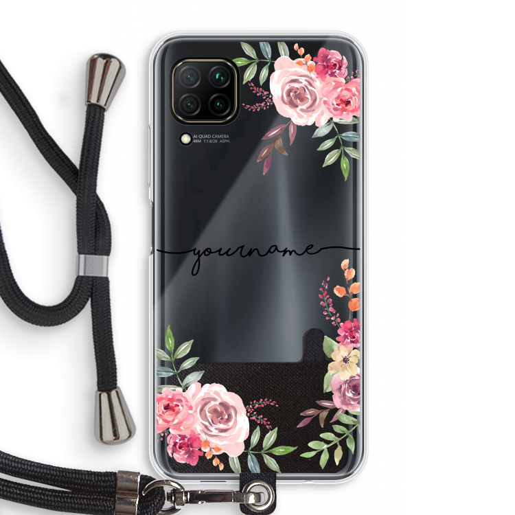 Rozen: Huawei P40 Lite Transparant Hoesje met koord