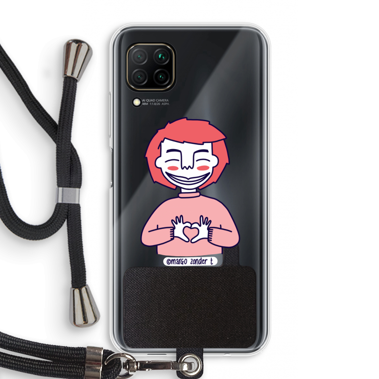 Hartje: Huawei P40 Lite Transparant Hoesje met koord