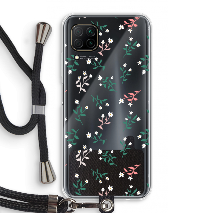 Small white flowers: Huawei P40 Lite Transparant Hoesje met koord