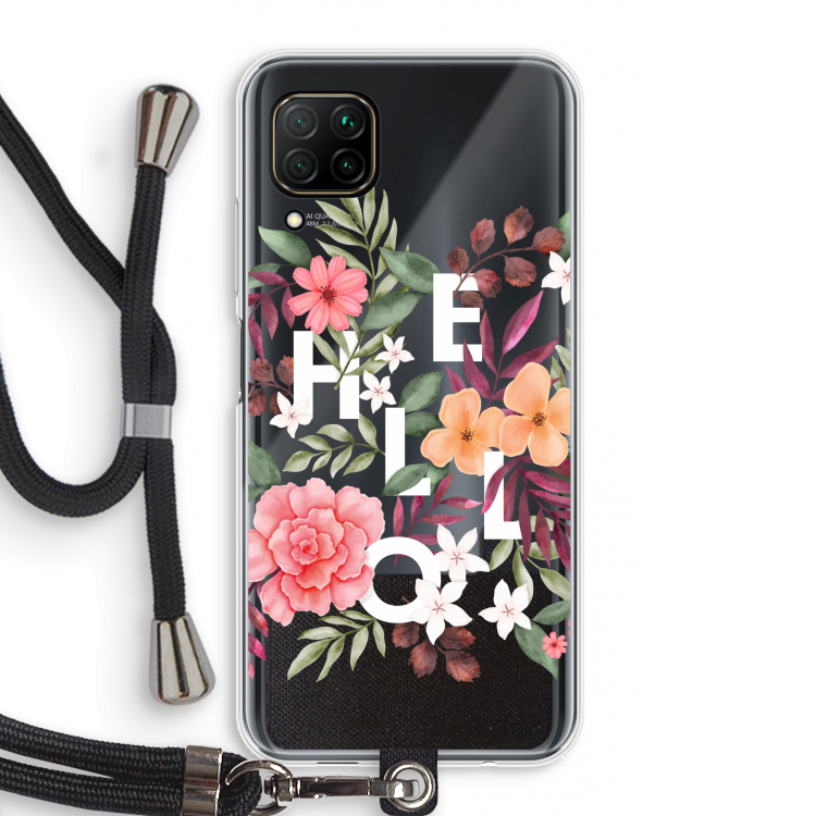 Hello in flowers: Huawei P40 Lite Transparant Hoesje met koord