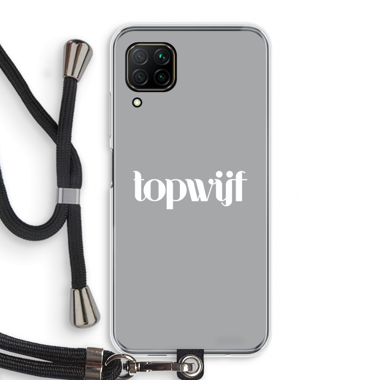 Topwijf Grijs Wit: Huawei P40 Lite Transparant Hoesje met koord