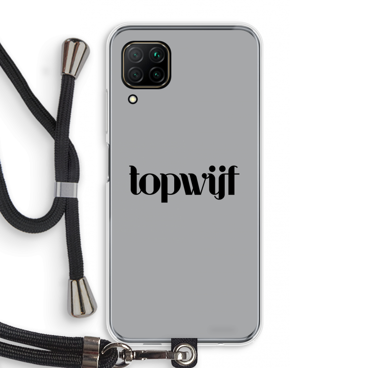 Topwijf Grijs Zwart: Huawei P40 Lite Transparant Hoesje met koord