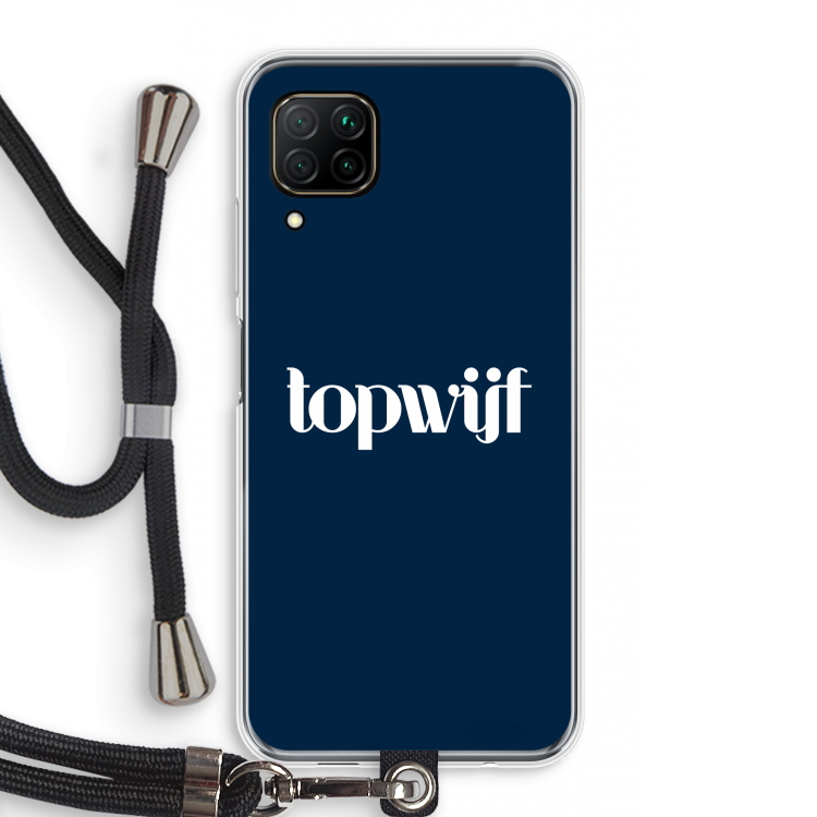 Topwijf Navy: Huawei P40 Lite Transparant Hoesje met koord