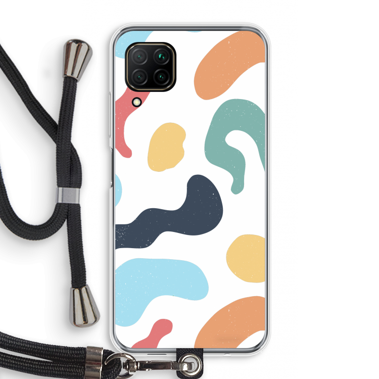 Memphis Shapes Blue: Huawei P40 Lite Transparant Hoesje met koord