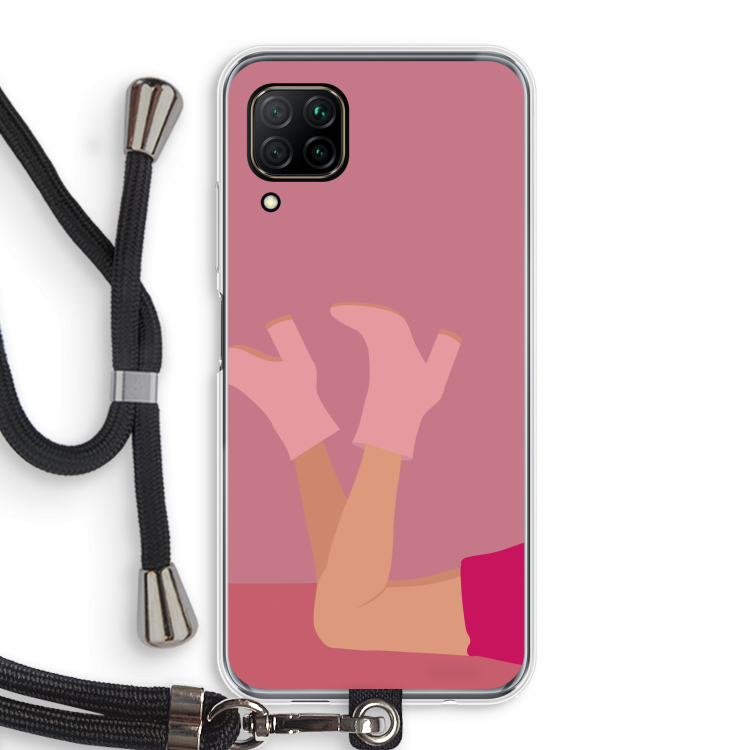 Pink boots: Huawei P40 Lite Transparant Hoesje met koord