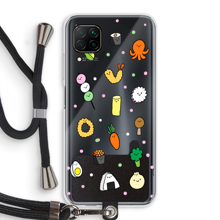 Happy bento friends: Huawei P40 Lite Transparant Hoesje met koord
