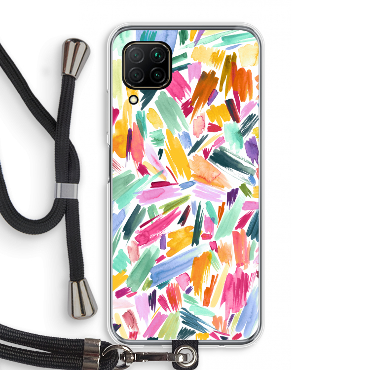 Watercolor Brushstrokes: Huawei P40 Lite Transparant Hoesje met koord