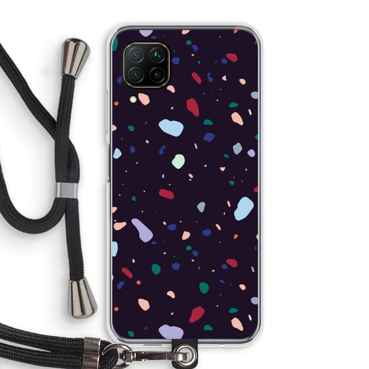Dark Rounded Terrazzo: Huawei P40 Lite Transparant Hoesje met koord