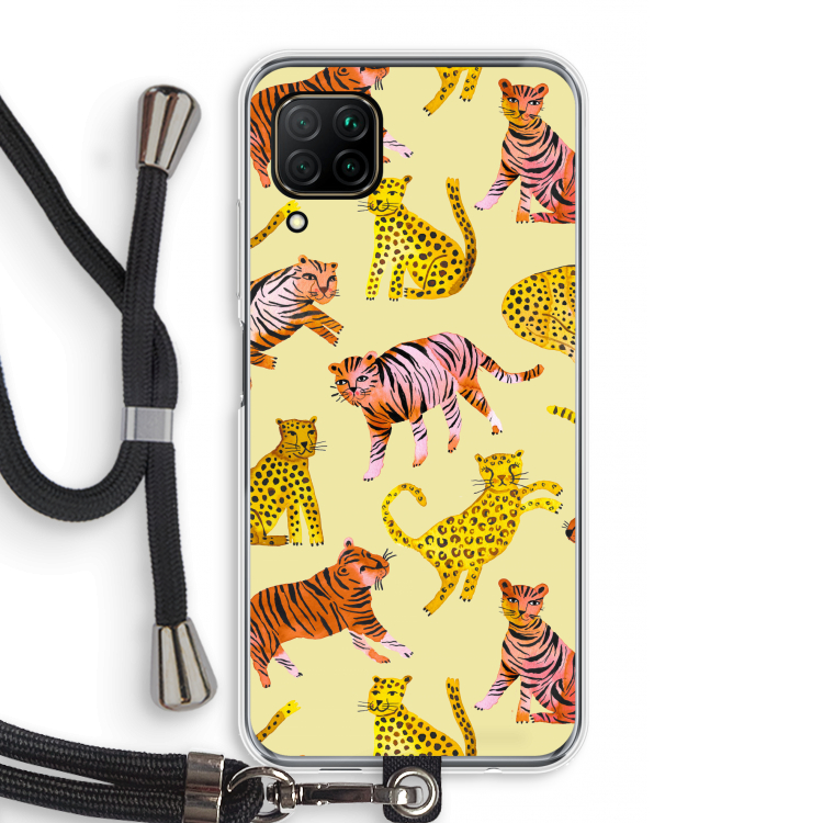 Cute Tigers and Leopards: Huawei P40 Lite Transparant Hoesje met koord