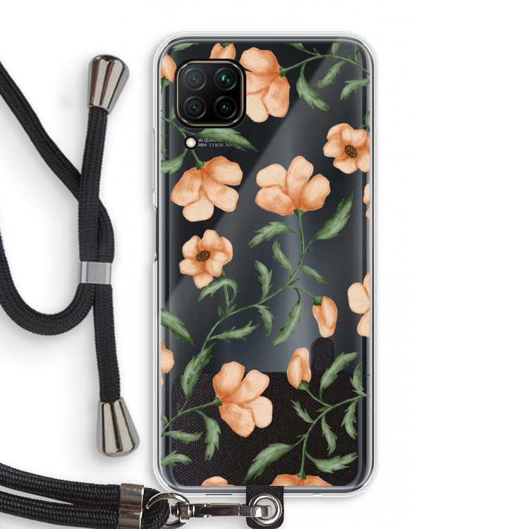 Peachy flowers: Huawei P40 Lite Transparant Hoesje met koord