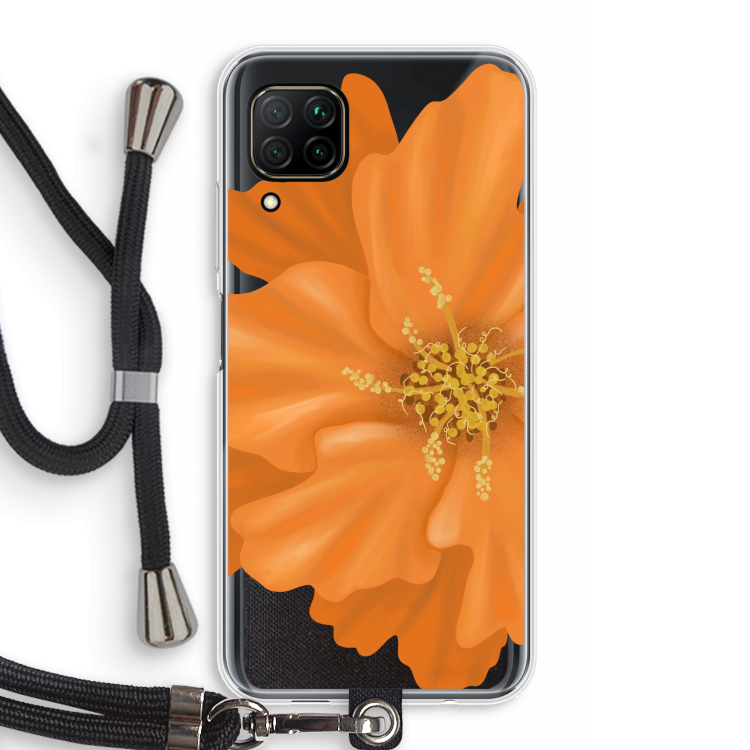 Orange Ellila flower: Huawei P40 Lite Transparant Hoesje met koord