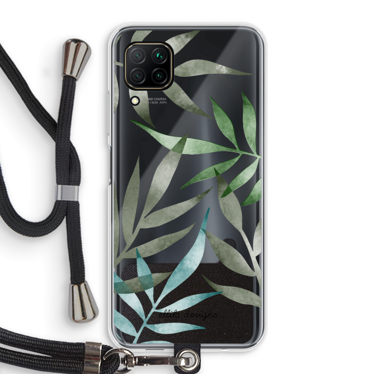 Tropical watercolor leaves: Huawei P40 Lite Transparant Hoesje met koord