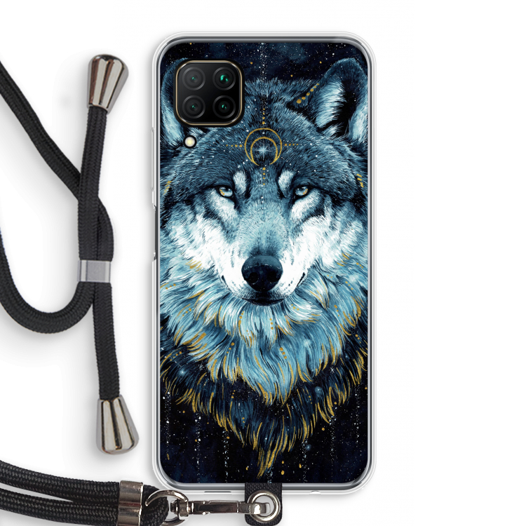 Darkness Wolf: Huawei P40 Lite Transparant Hoesje met koord