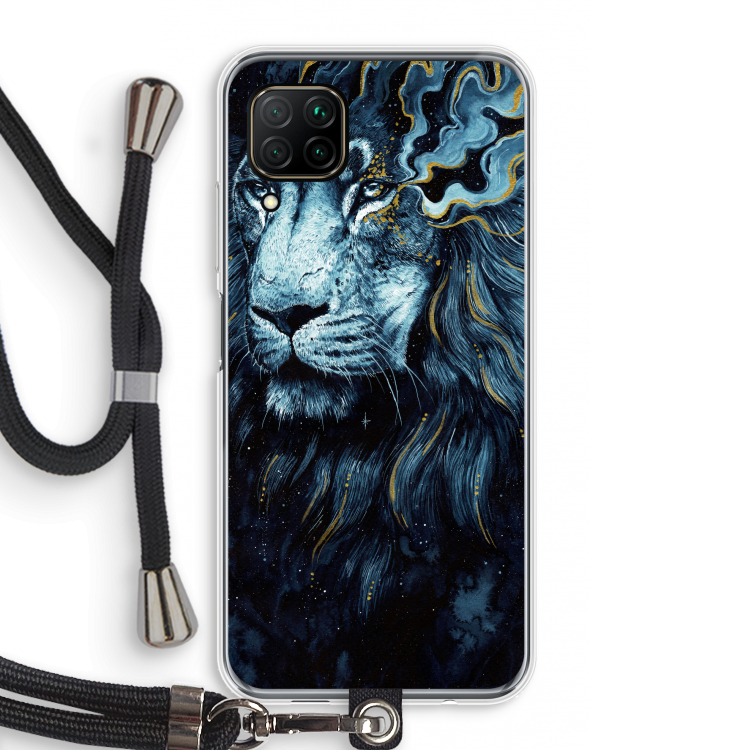 Darkness Lion: Huawei P40 Lite Transparant Hoesje met koord