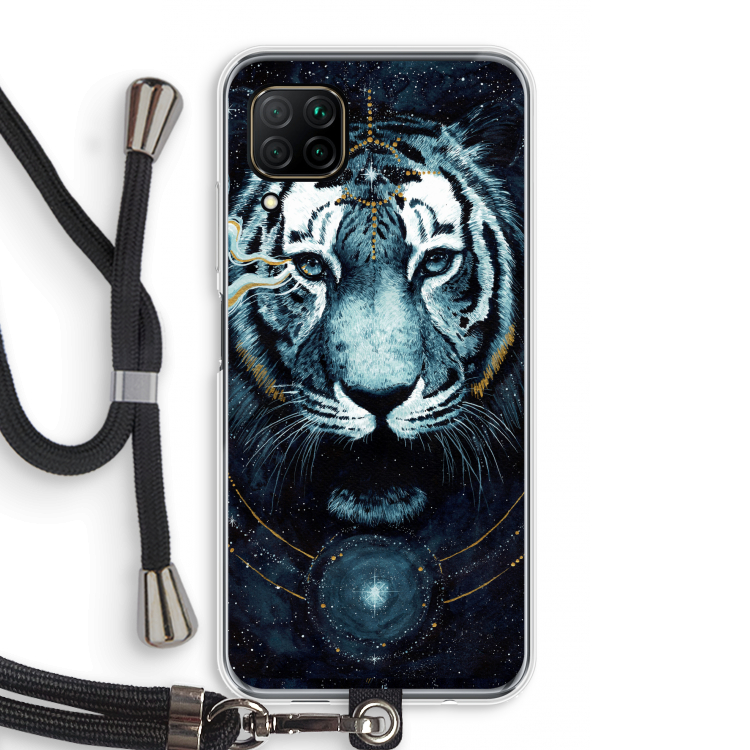 Darkness Tiger: Huawei P40 Lite Transparant Hoesje met koord