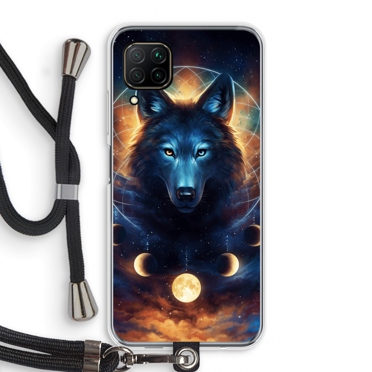 Wolf Dreamcatcher: Huawei P40 Lite Transparant Hoesje met koord