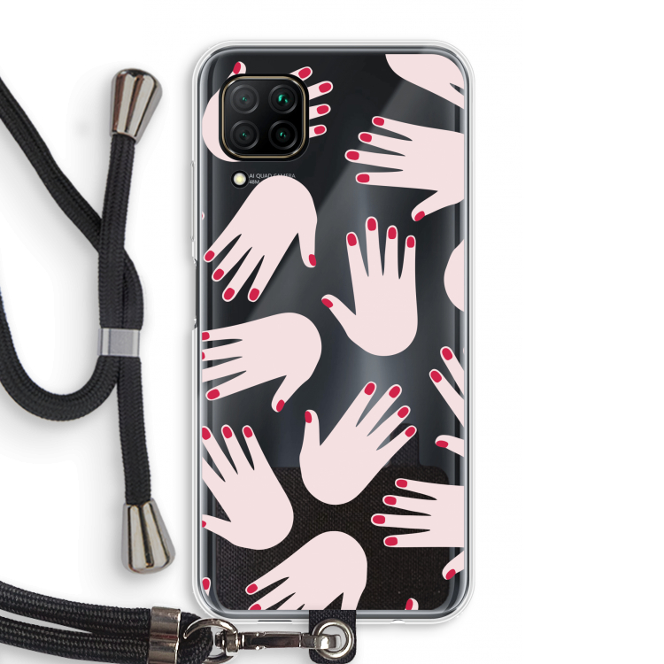 Hands pink: Huawei P40 Lite Transparant Hoesje met koord