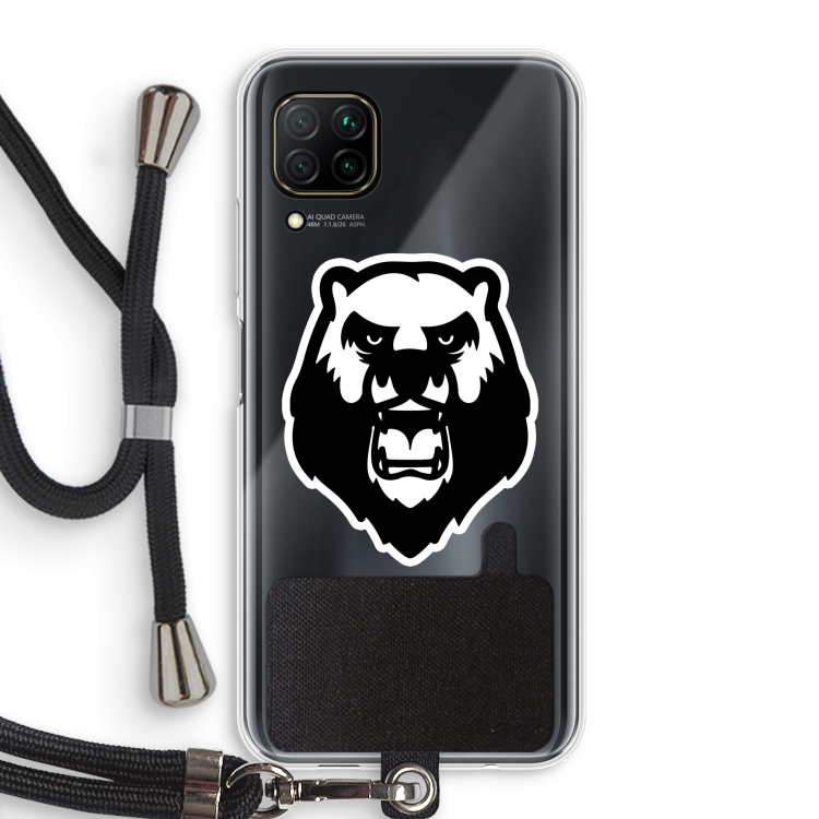 Angry Bear (white): Huawei P40 Lite Transparant Hoesje met koord