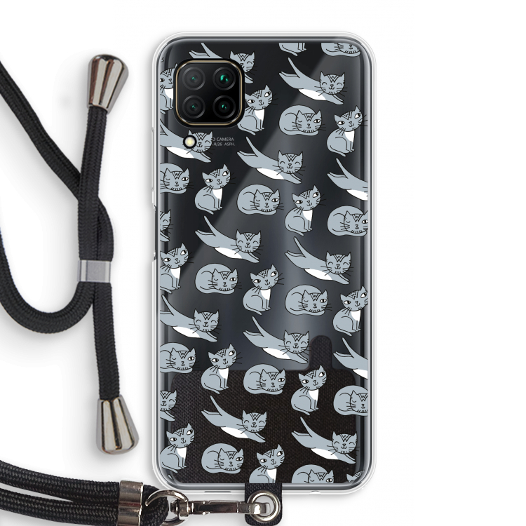 Poezen: Huawei P40 Lite Transparant Hoesje met koord