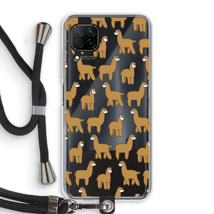 Alpacas: Huawei P40 Lite Transparant Hoesje met koord