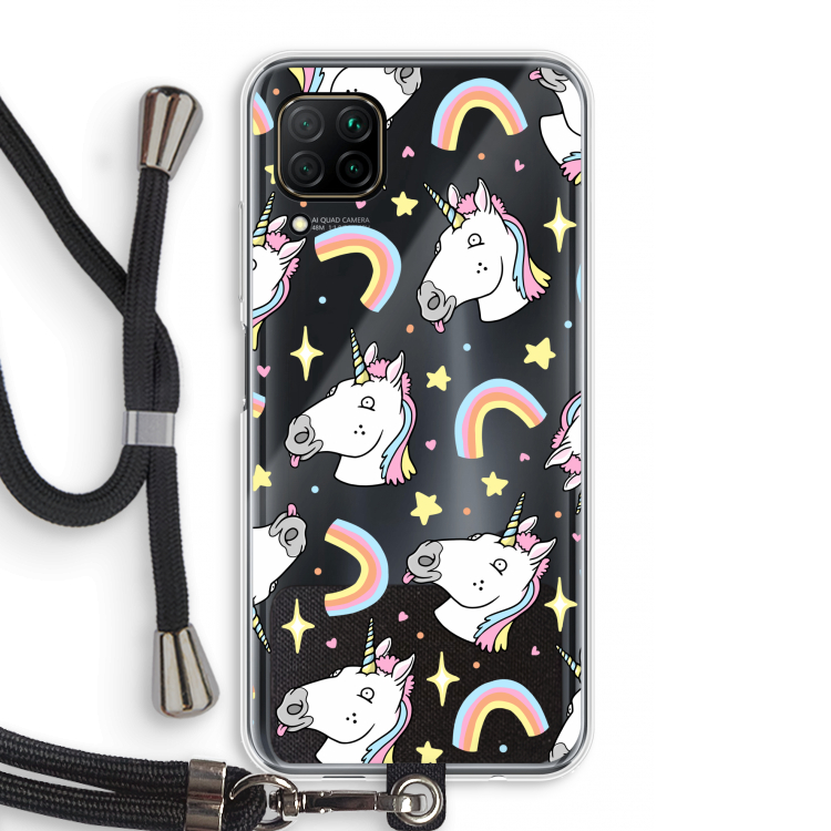 Rainbow Unicorn: Huawei P40 Lite Transparant Hoesje met koord