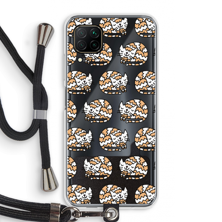 Slapende poes: Huawei P40 Lite Transparant Hoesje met koord