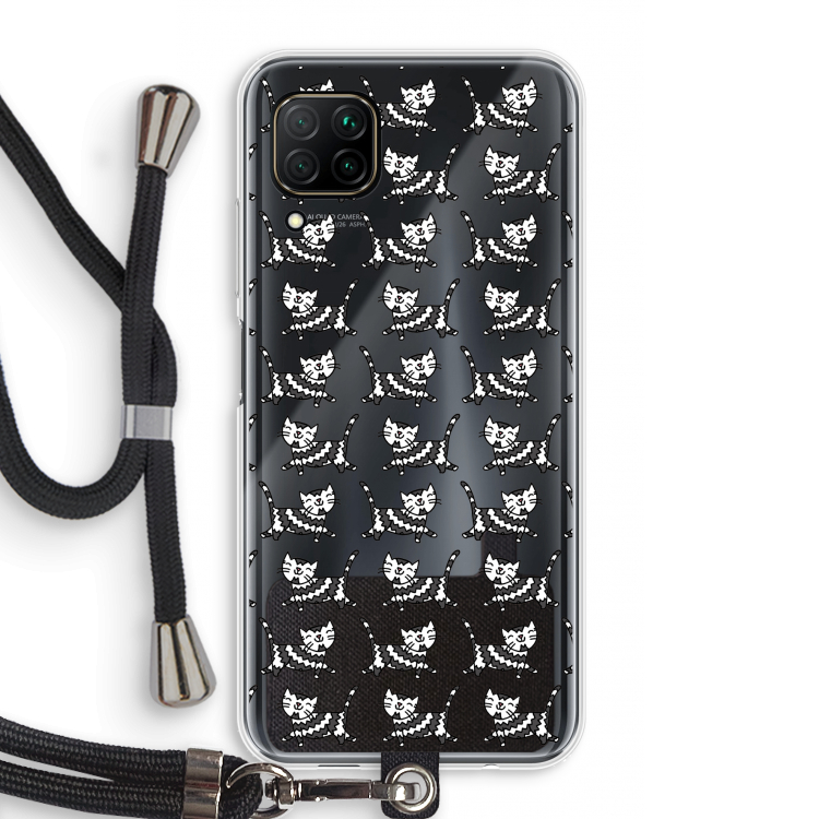 Zwarte poes: Huawei P40 Lite Transparant Hoesje met koord