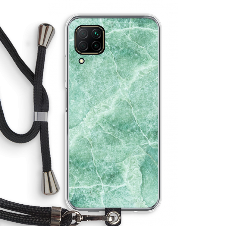 Groen marmer: Huawei P40 Lite Transparant Hoesje met koord