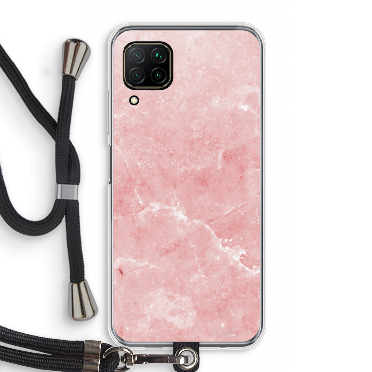 Roze marmer: Huawei P40 Lite Transparant Hoesje met koord