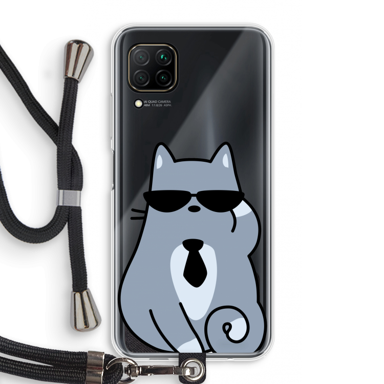 Cool cat: Huawei P40 Lite Transparant Hoesje met koord