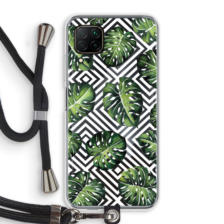 Geometrische jungle: Huawei P40 Lite Transparant Hoesje met koord