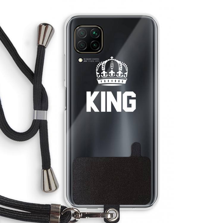 King zwart: Huawei P40 Lite Transparant Hoesje met koord