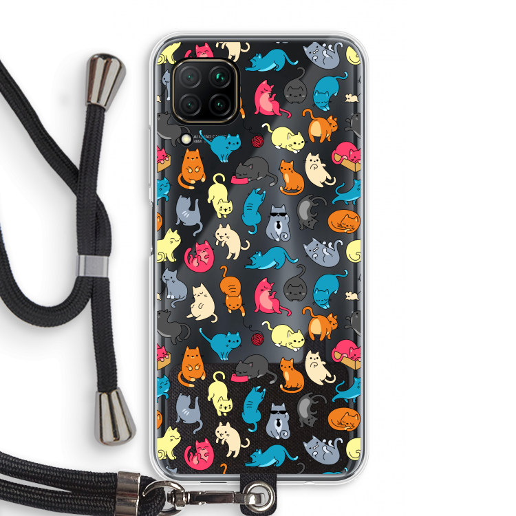 Kleurrijke katten: Huawei P40 Lite Transparant Hoesje met koord
