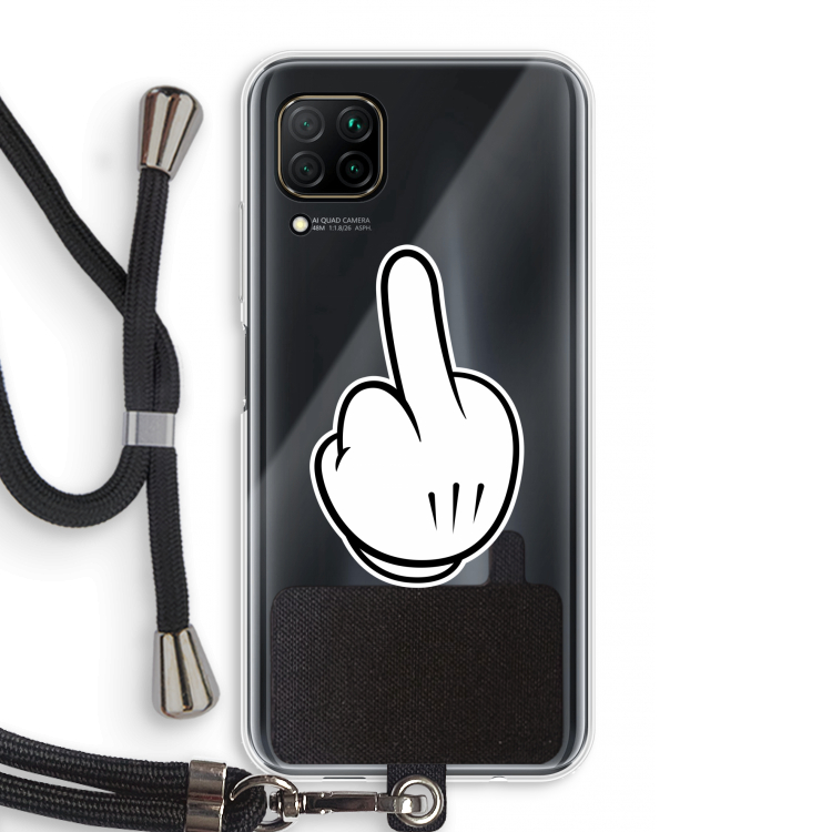 Middle finger black: Huawei P40 Lite Transparant Hoesje met koord