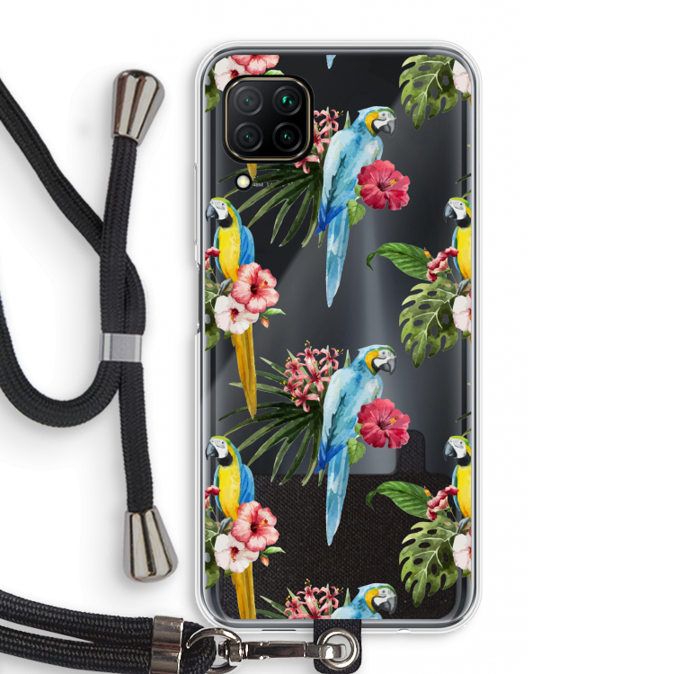 Kleurrijke papegaaien: Huawei P40 Lite Transparant Hoesje met koord