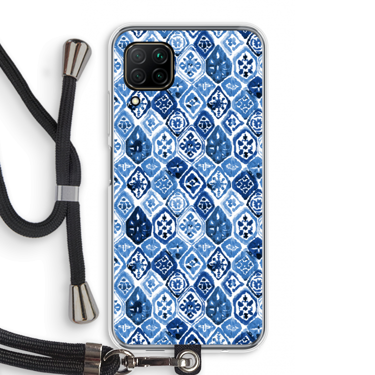 Blauw motief: Huawei P40 Lite Transparant Hoesje met koord