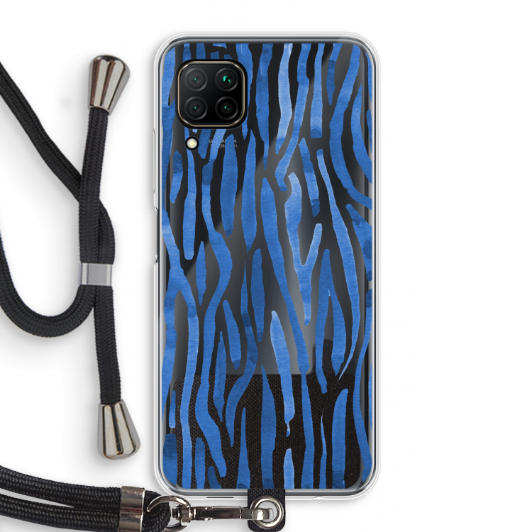Blauwe nerven: Huawei P40 Lite Transparant Hoesje met koord