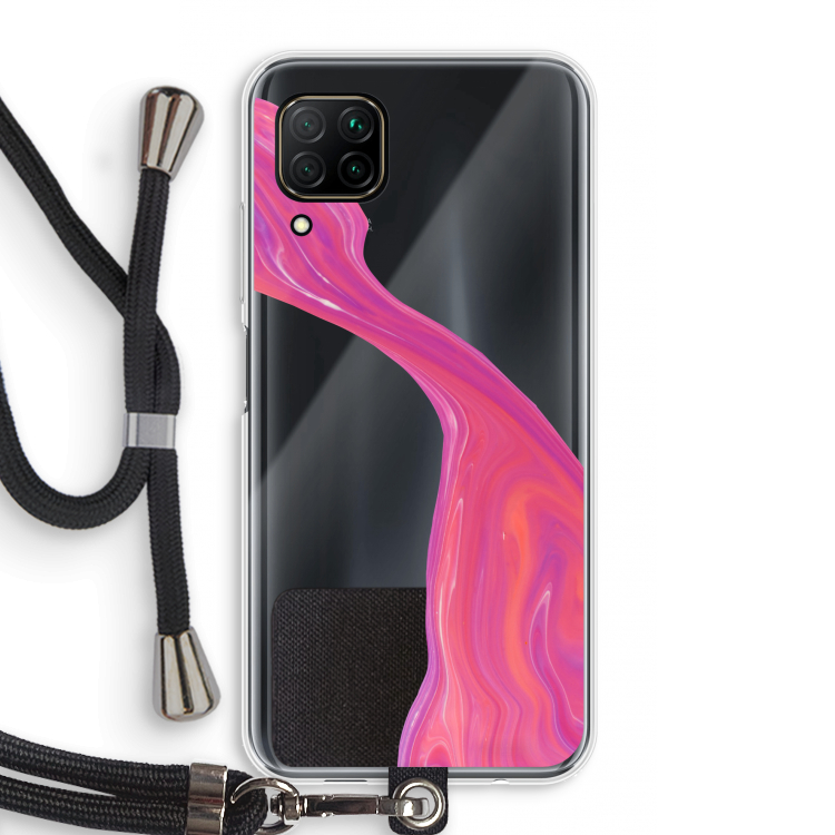 Paarse stroom: Huawei P40 Lite Transparant Hoesje met koord