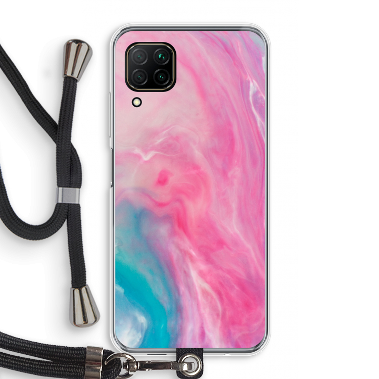 Roze explosie: Huawei P40 Lite Transparant Hoesje met koord