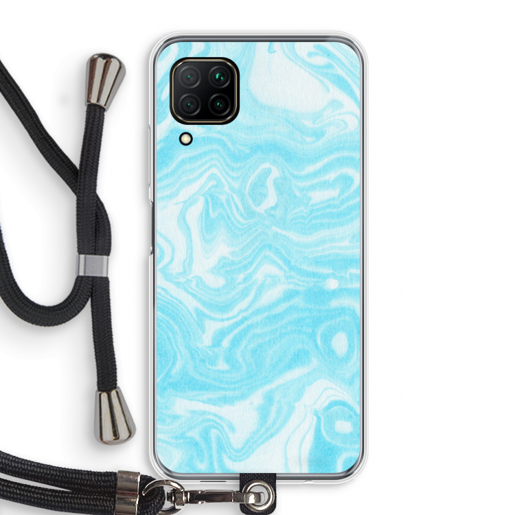Waterverf blauw: Huawei P40 Lite Transparant Hoesje met koord