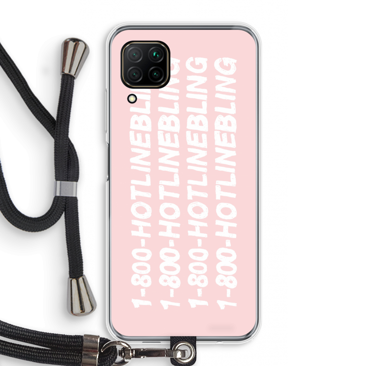 Hotline bling pink: Huawei P40 Lite Transparant Hoesje met koord