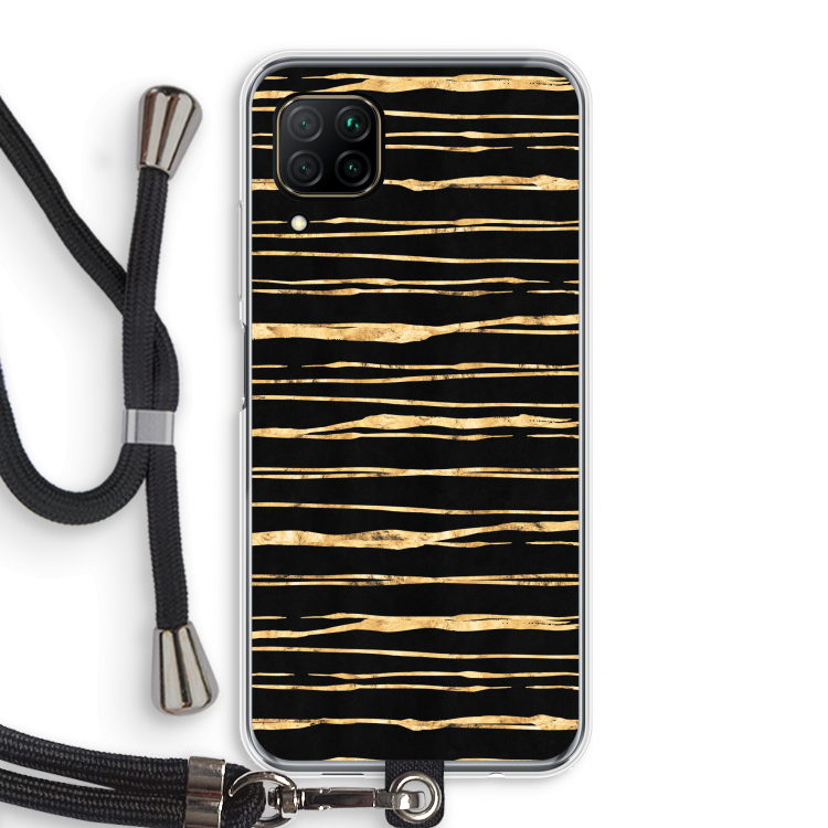 Gouden strepen: Huawei P40 Lite Transparant Hoesje met koord